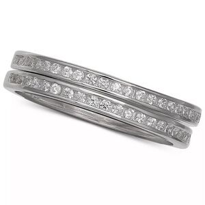 New in box GIANI BERNINI 2-Pc. Set Cubic Zirconia Bands in Sterling Silver